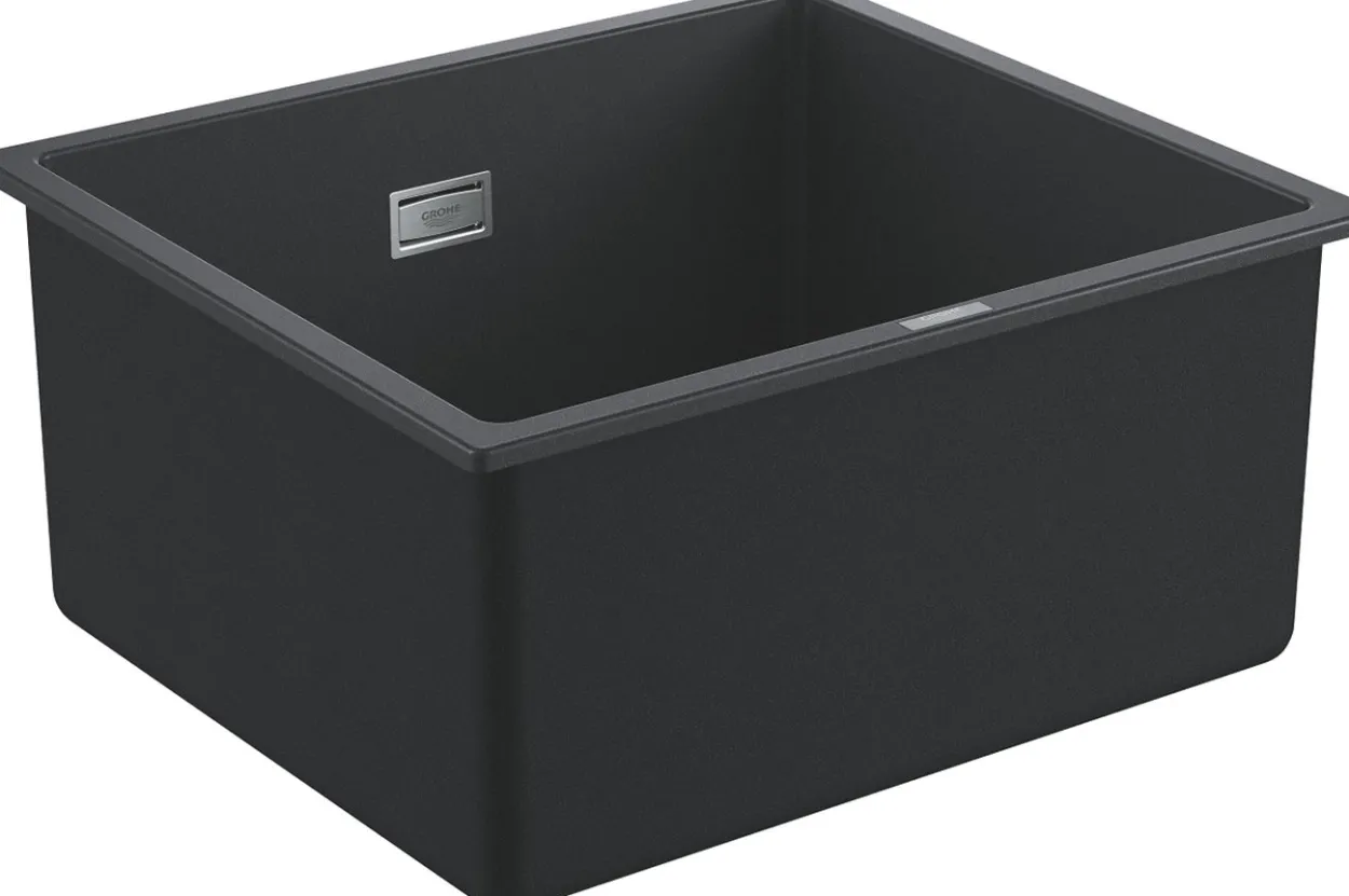 Grohe k700u kjøkkenkum 45,7 x 40,6 cm sort kvartskompositt m/avløpsgarnityr