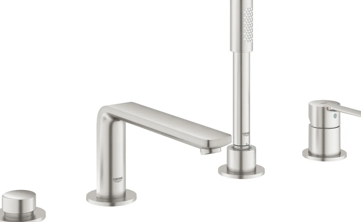 Grohe lineare 4-hulls badekarbatteri børstet supersteel