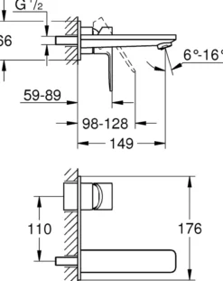 Grohe lineare 2-hulls servantbatteri krom