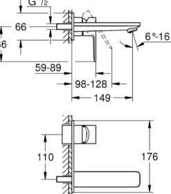 Grohe lineare 2-hulls servantbatteri s supersteel