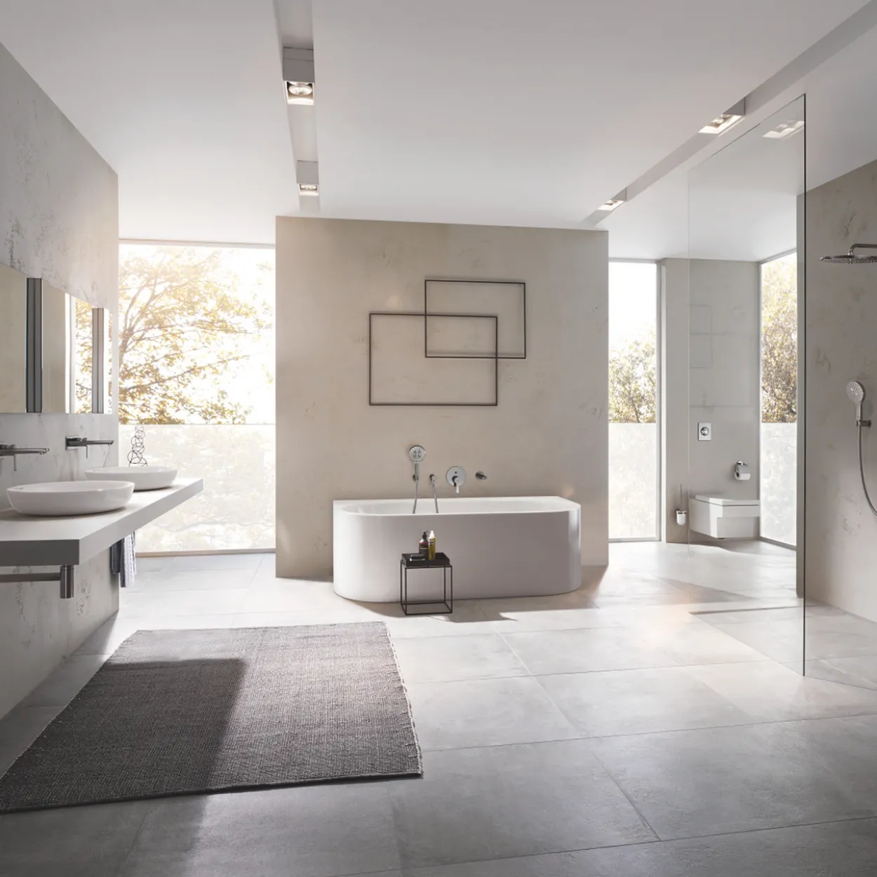 Grohe lineare 2-hulls servantbatteri l børstet hard grafitt