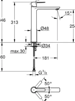 Grohe lineare xl servantbatteri børstet hard grafitt