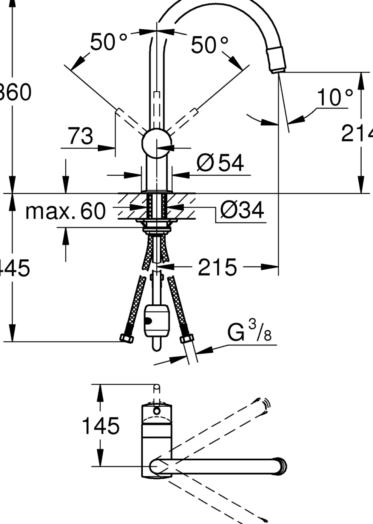 Grohe minta kjøkkenarmatur m/uttrekkbar c-tut krom