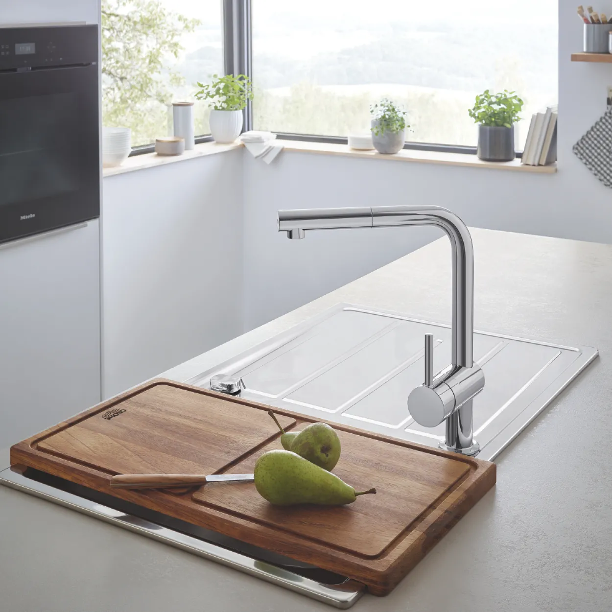 Grohe minta kjøkkenarmatur m/uttrekkbar l-tut krom