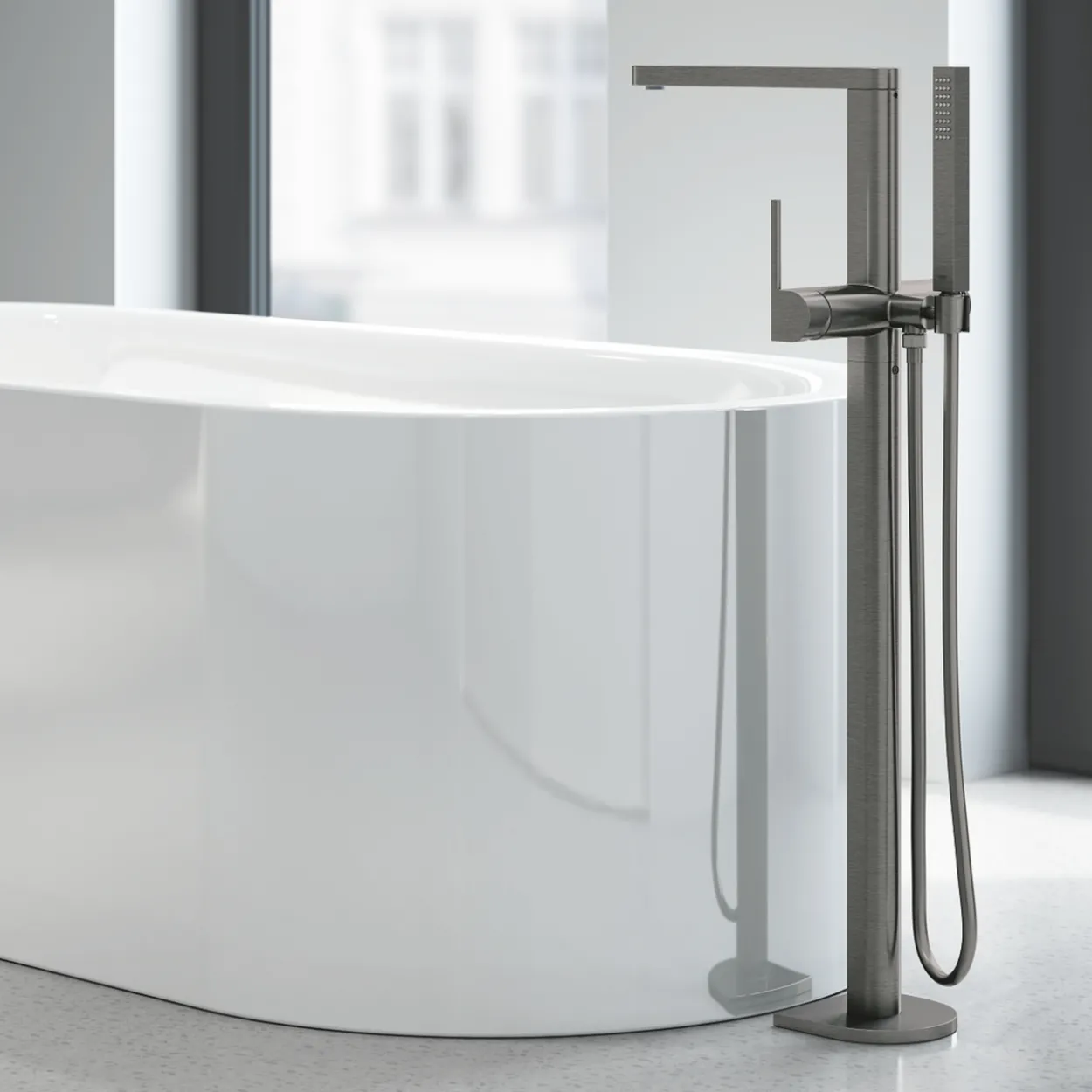 Grohe plus frittstående badekararmatur børstet hard grafitt