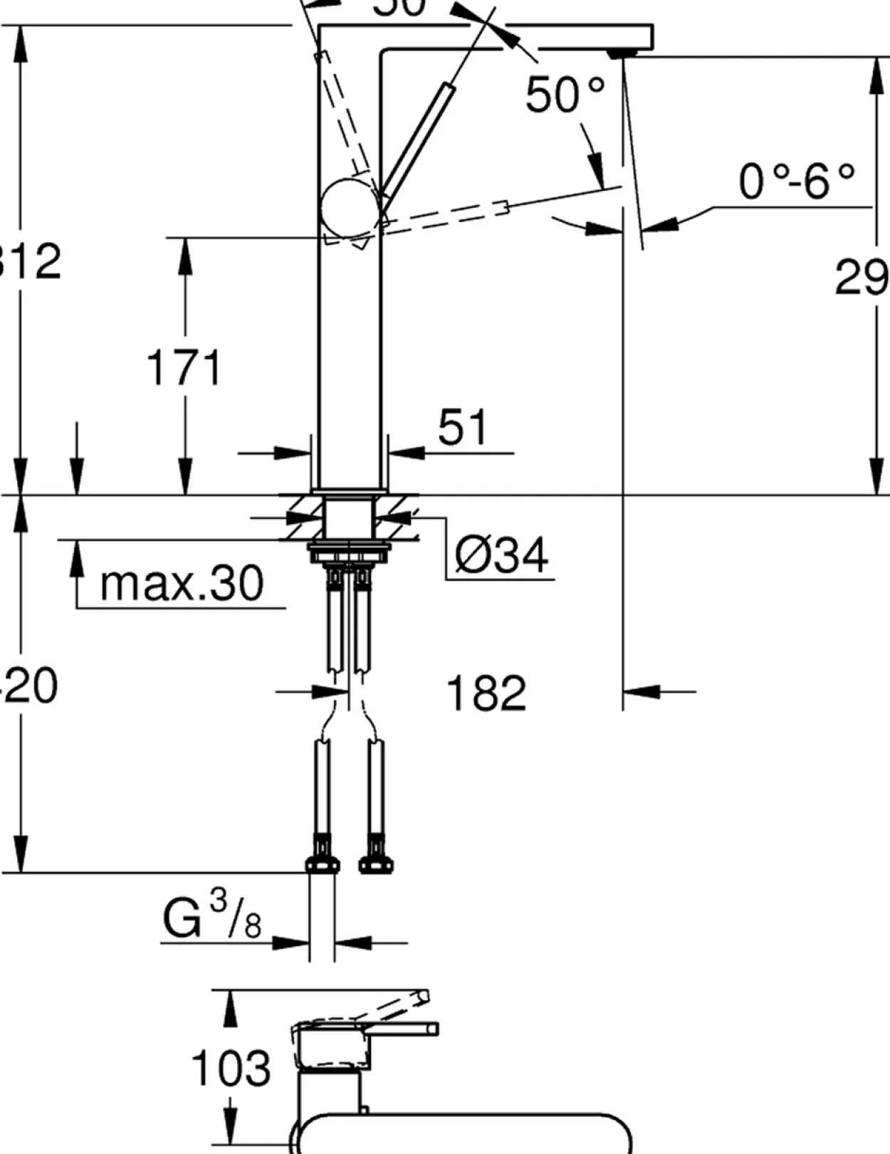 Grohe plus xl servantbatteri børstet hard grafitt