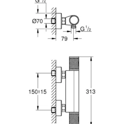 Grohe precision feel dusjbatteri krom
