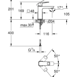 Grohe pulse clova m servantbatteri matt sort