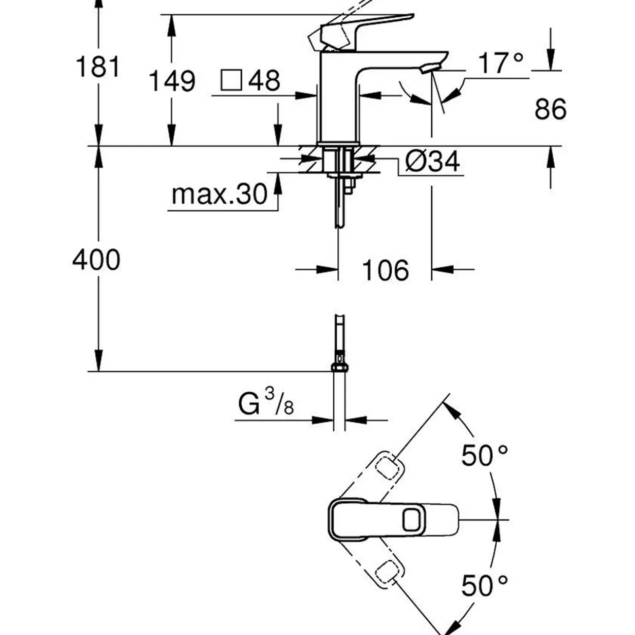 Grohe pulse clova s servantbatteri matt sort