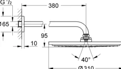 Grohe rainshower cosmopolitan 310 hodedusj 38 cm m/1 sprayfunksjon