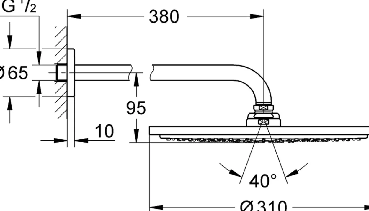 Grohe rainshower cosmopolitan 310 hodedusj ø38 cm børstet hard graphite