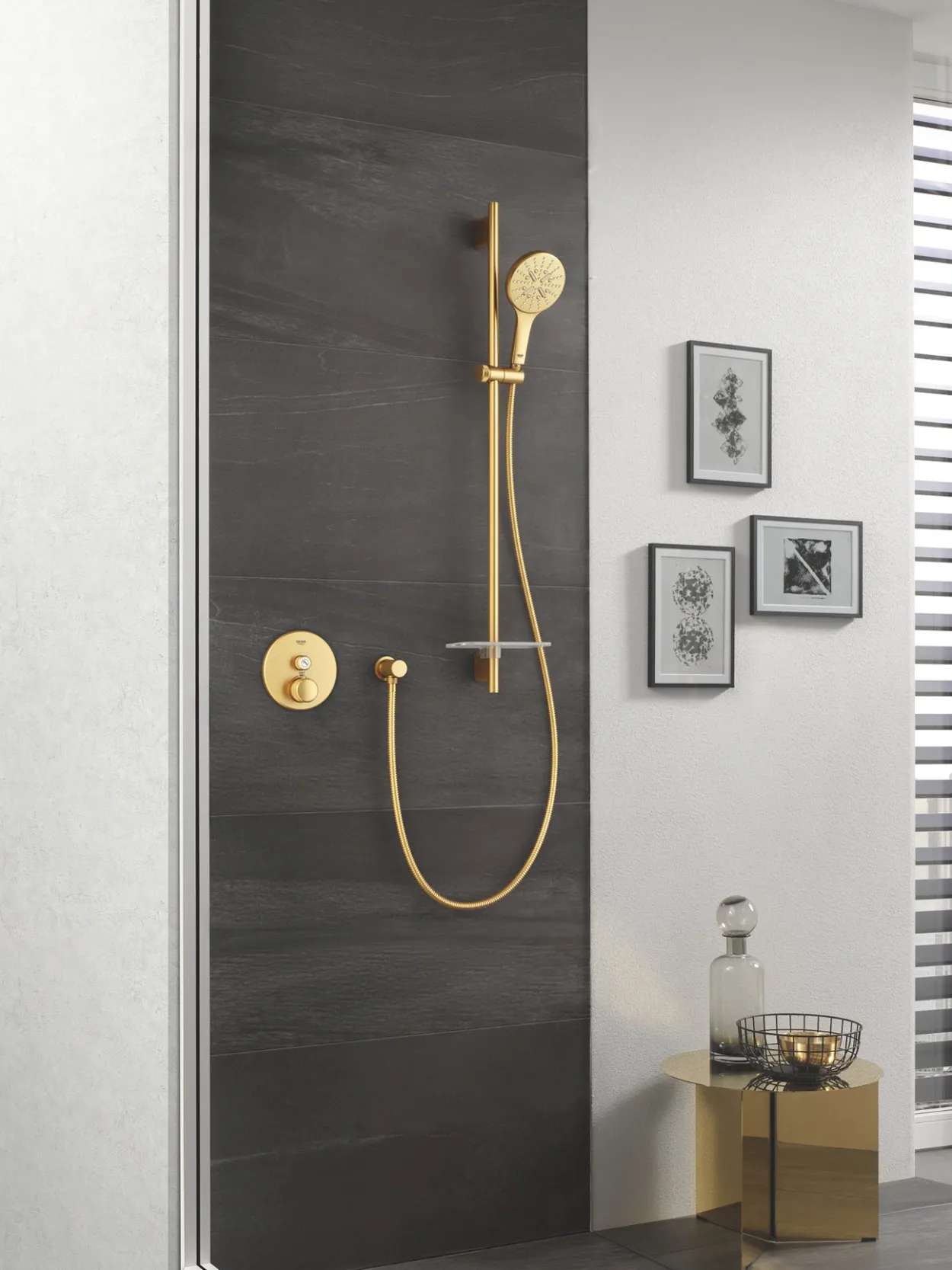 Grohe rainshower smartactive 130 hånddusj børstet cool sunrise