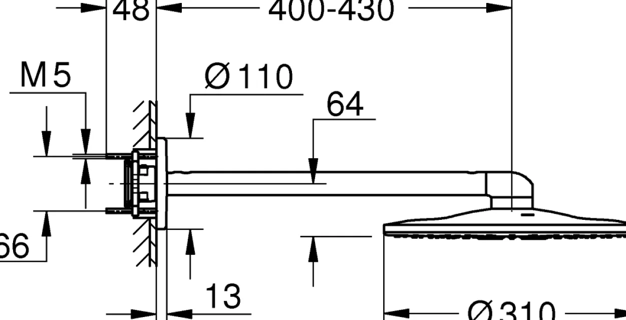 Grohe rainshower smartactive 310 hodedusj 43 cm