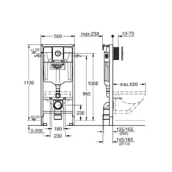 Grohe rapid sl 3in1 sisterne m/krom trykkplate 113cm