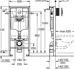 Grohe rapid sl 3-1 set sisterne 113 cm m/krom betjeningsplate
