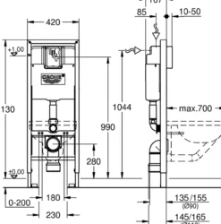 Grohe rapid sl sisterne 113 cm, 0.42 m bredde