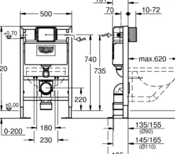 Grohe rapid sl sisterne 82 cm m/sokkel for høy belastning