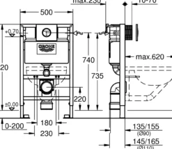 Grohe rapid sl sisterne 3in1 set 82 cm m/krom betjentingsplate