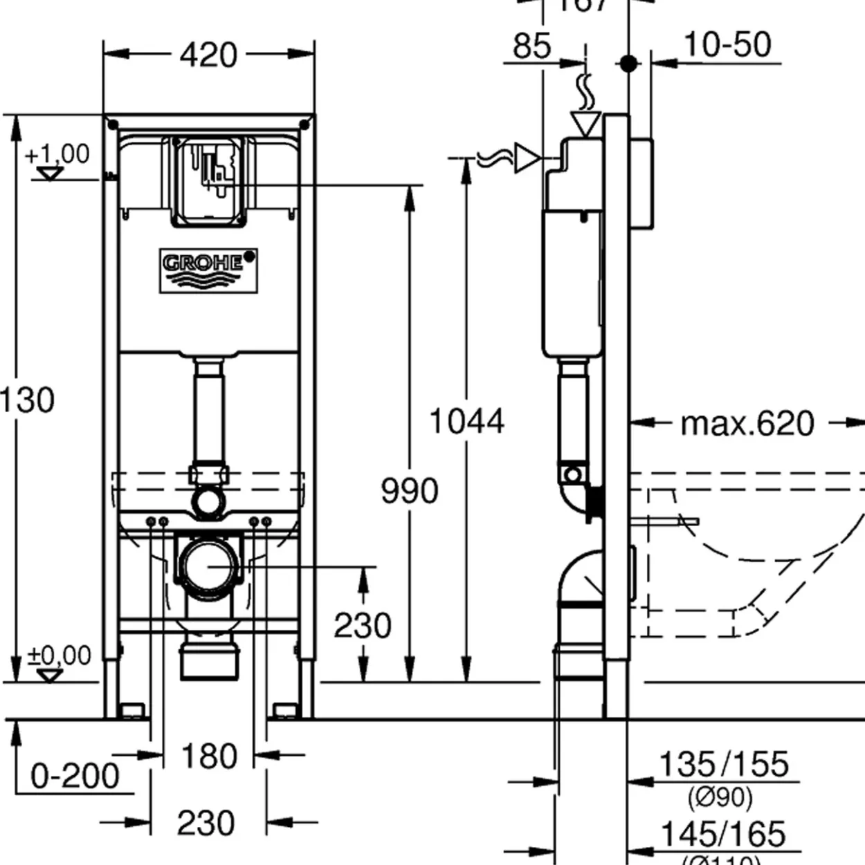 Grohe rapid sl sisterne 6l 113 cm