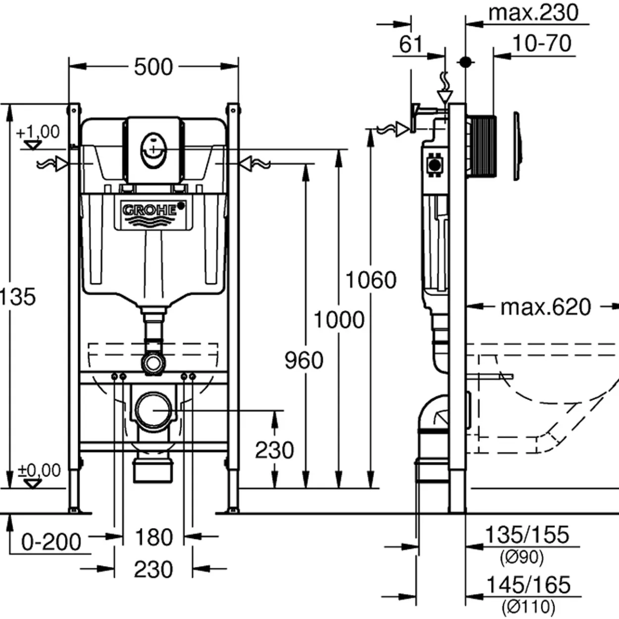 Grohe rapid sl sisterne m/skate air trykknapp krom