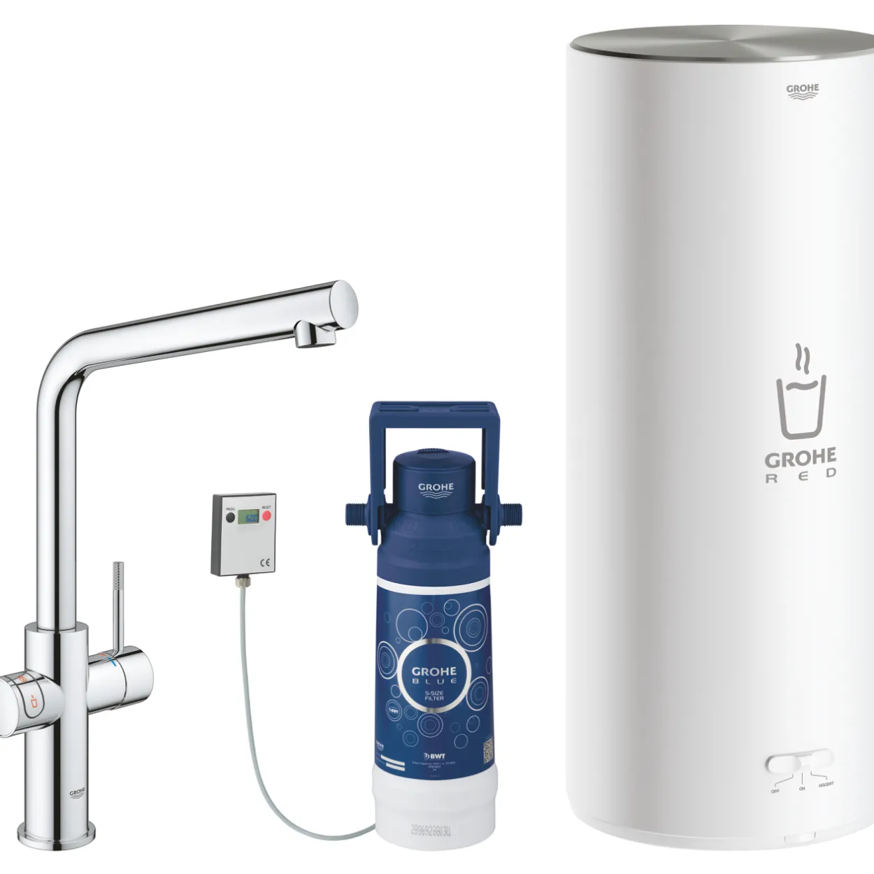 Grohe red duo kjøkkenarmatur m/l-tut og stor bereder