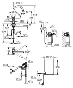 Grohe red duo touch kjøkkenkran m/4 l bereder krom