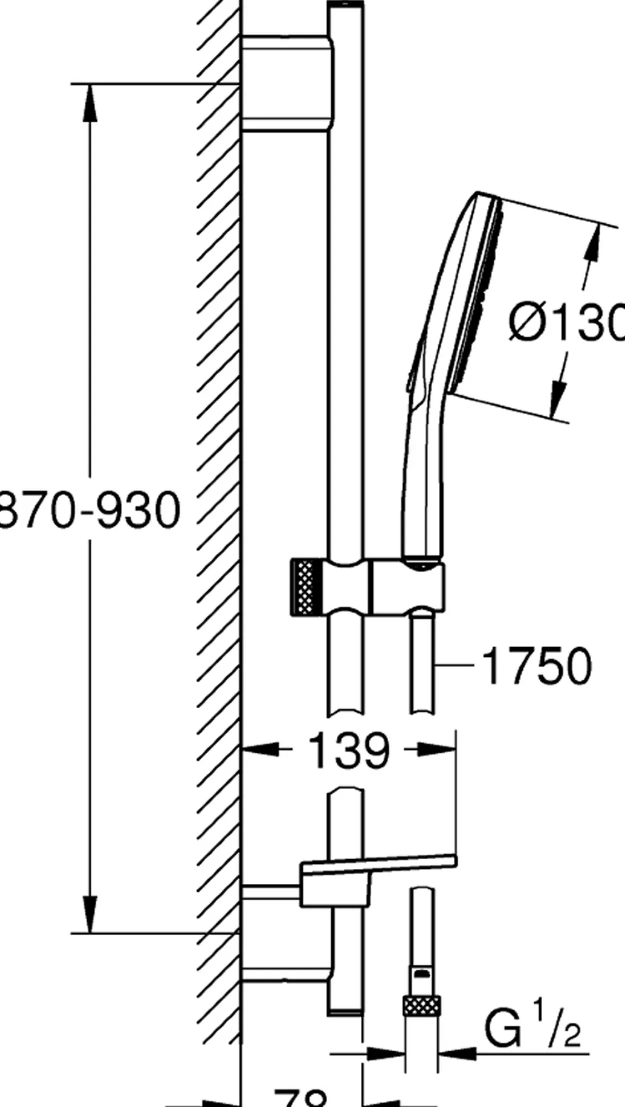 Grohe rsh smartactive 130 dusjsett 3-spray 900 8,5l månehvit