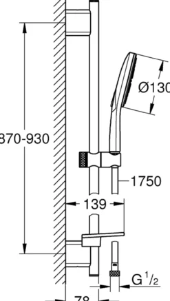Grohe rsh smartactive 130 dusjstang-garn. 900 12l månehvit