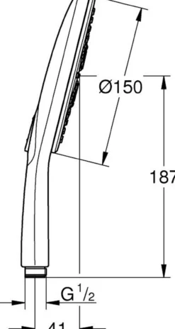 Grohe rsh smartactive 150 hånddusj 3-spray 9,5l månehvit