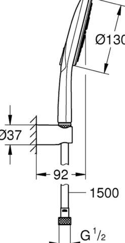 Grohe rsh smartactive 130 hånddusjsett 3-spray 8,5l månehvit