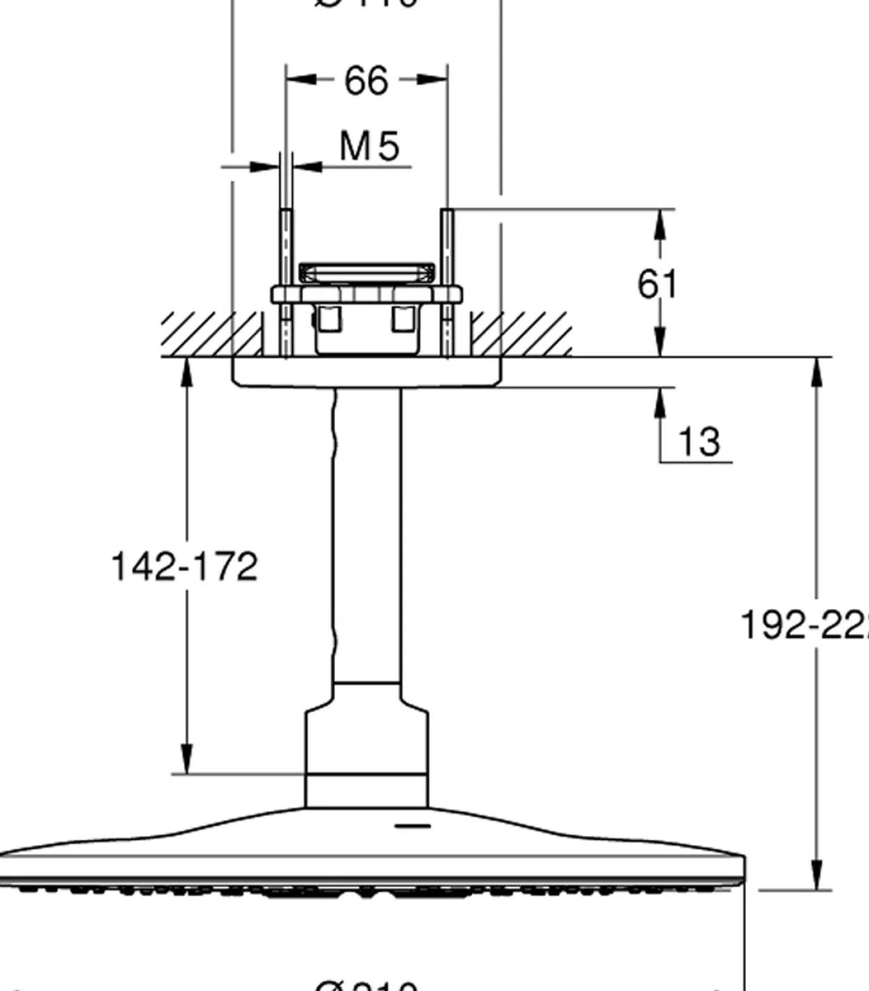 Grohe rsh smartactive 310 hodedusj m/takdusjarm 142mm 2-spray månehvit