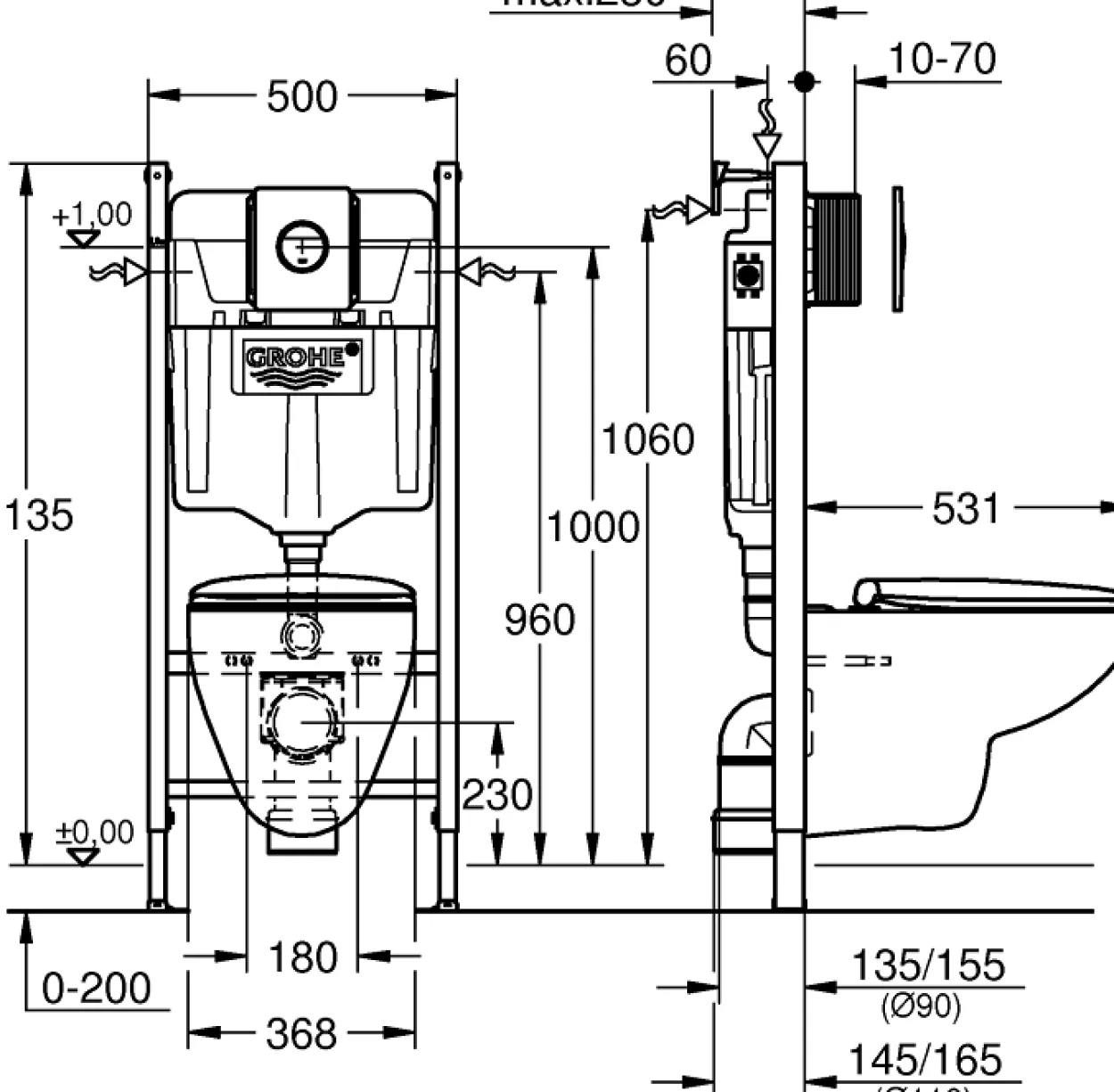 Grohe solido 5in1 set komplett innbyggingstoalett/bau