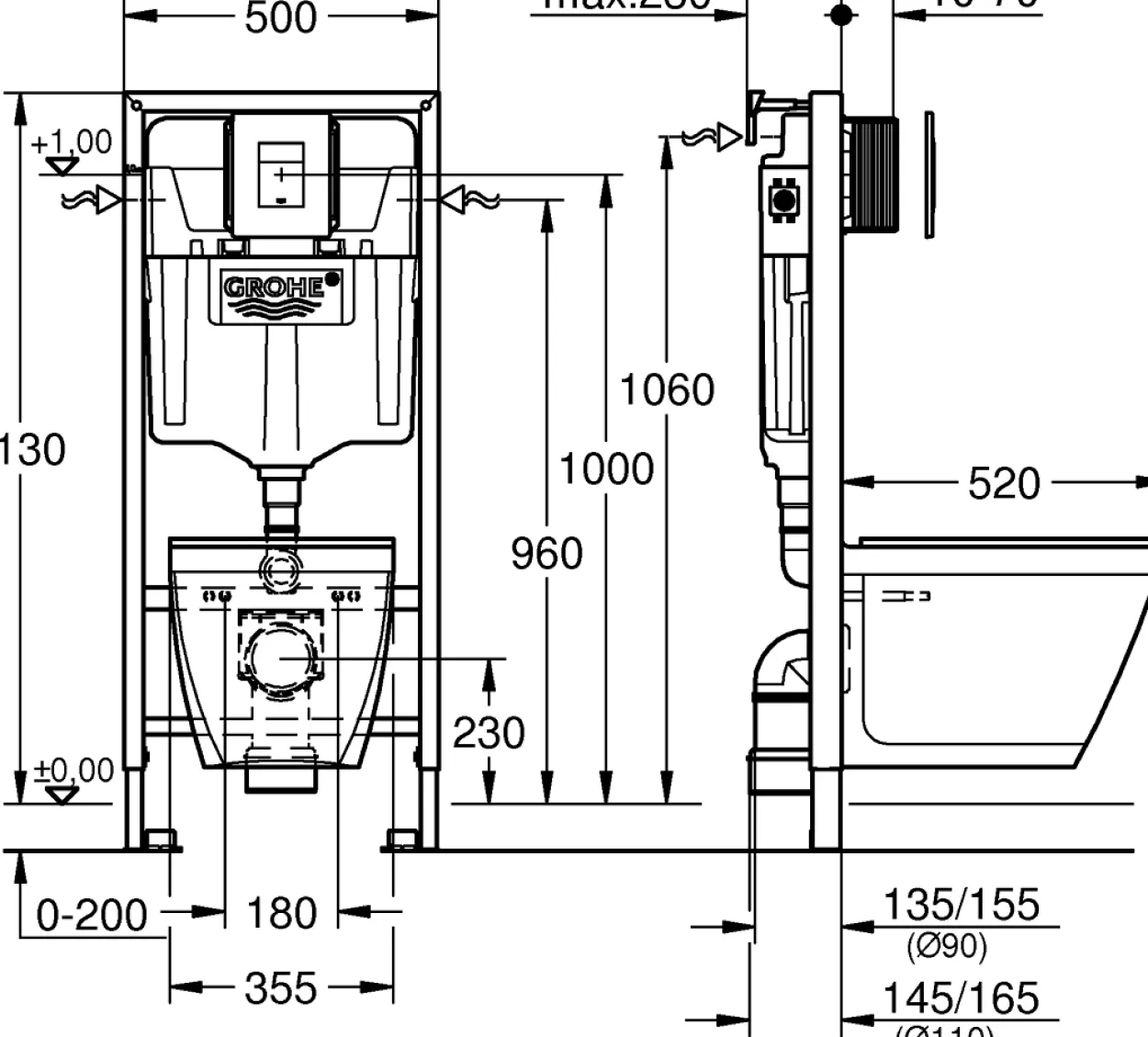 Grohe solido perfect 4in1 set toalettpakke m/skate trykkplate
