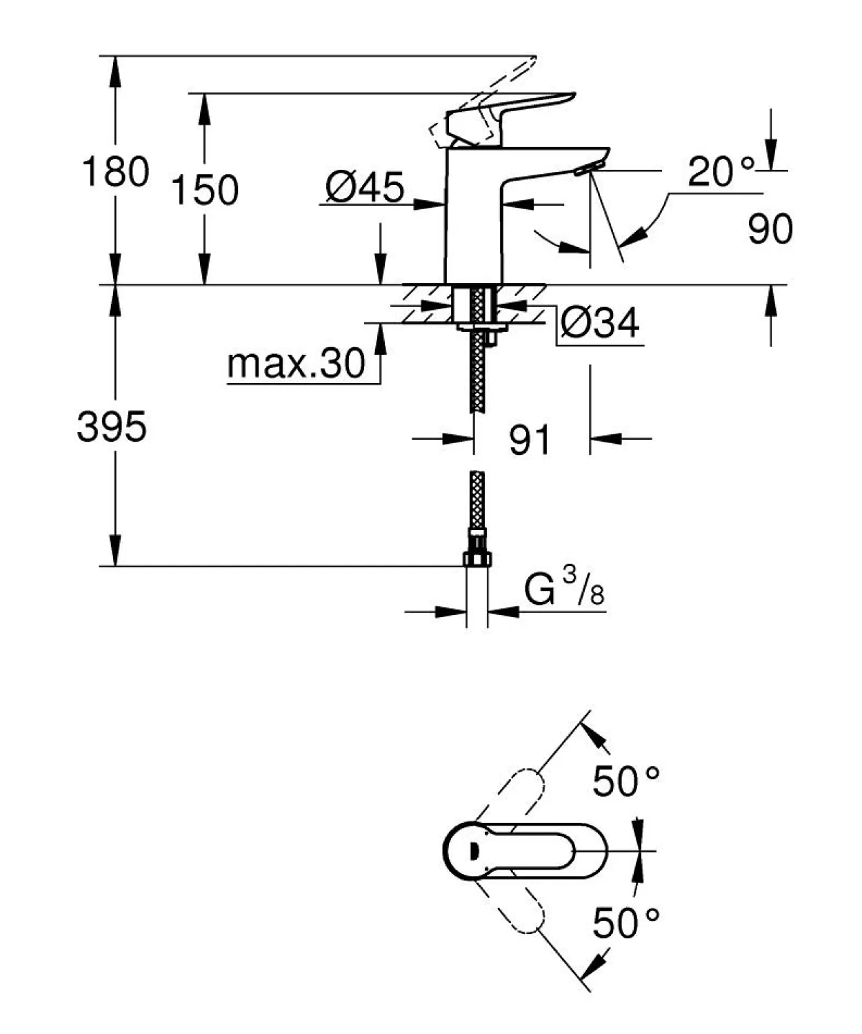 Grohe start clova s servantbatteri matt sort