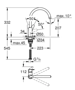 Grohe start curve kjøkkenarmatur c-tut krom