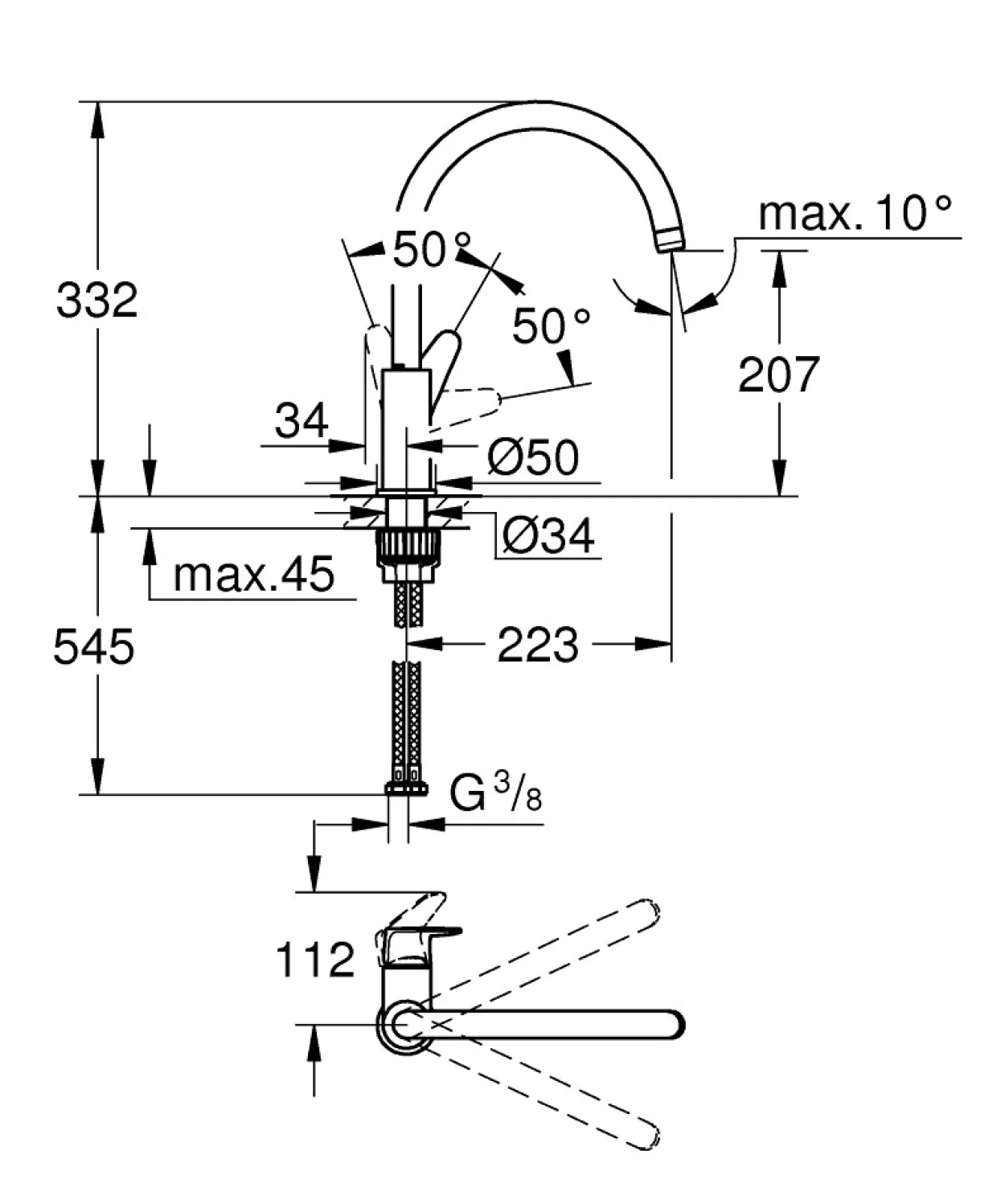 Grohe start curve kjøkkenarmatur c-tut krom