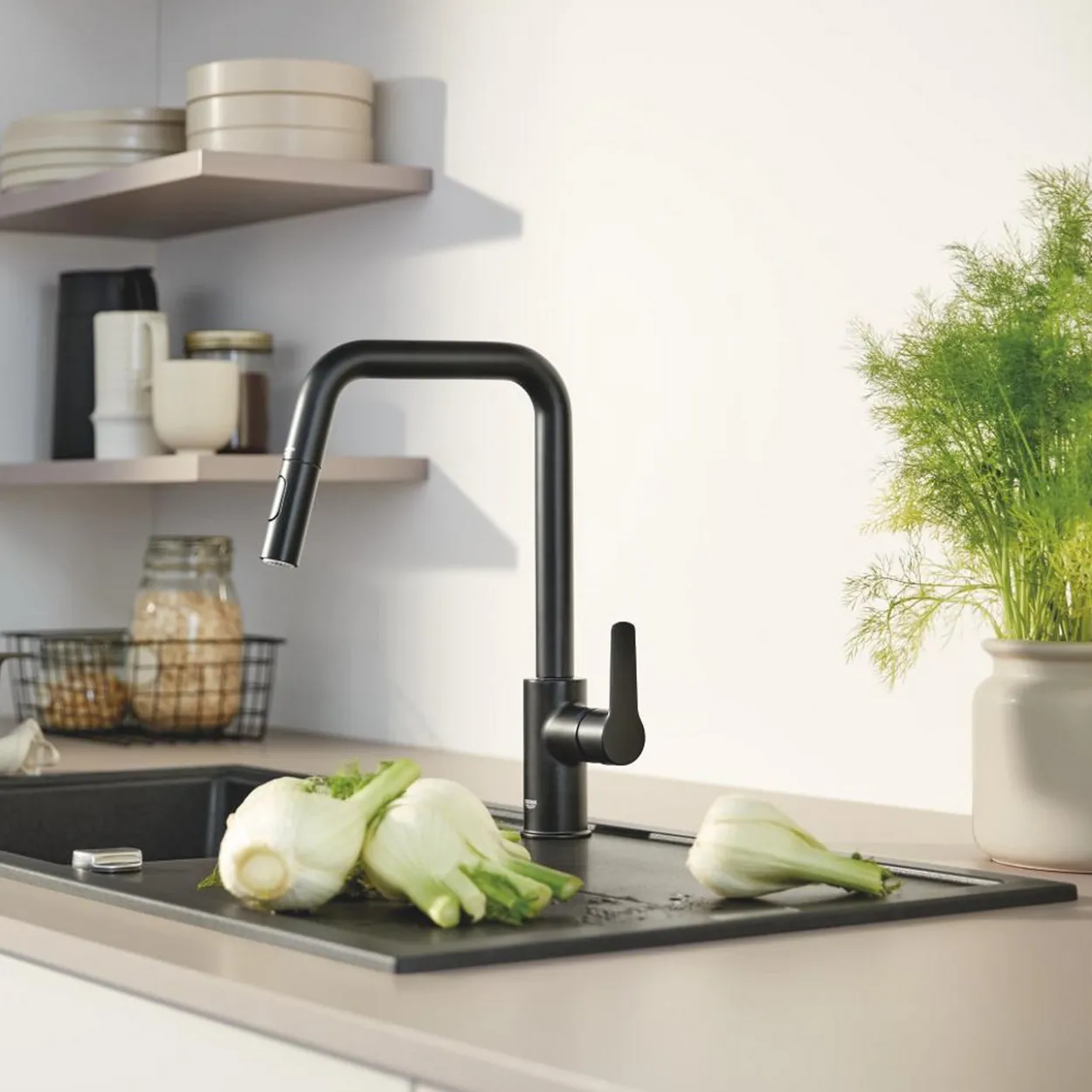 Grohe start kjøkkenarmatur m/uttrekkbar tut sort
