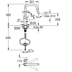 Grohe start kjøkkenarmatur m/uttrekkbar u-tut dual spray supersteel
