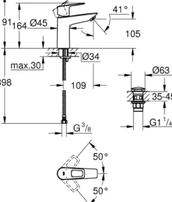 Grohe startloop servantbatteri m m/pop-up krom
