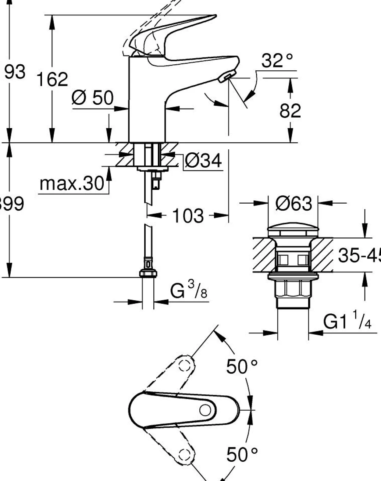 Grohe swift servantarmatur small krom