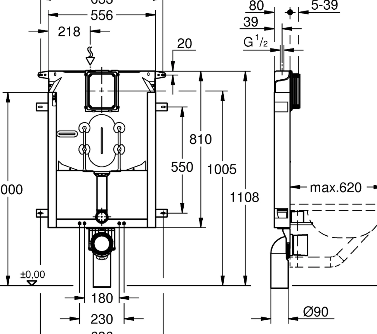 Grohe uniset sisterne 80 cm
