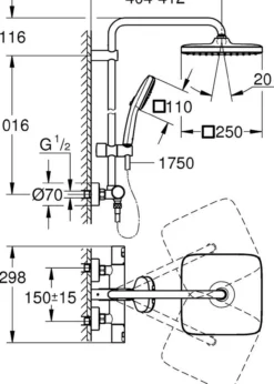 Grohe vitalio comfort 250 dusjsystem fin krom