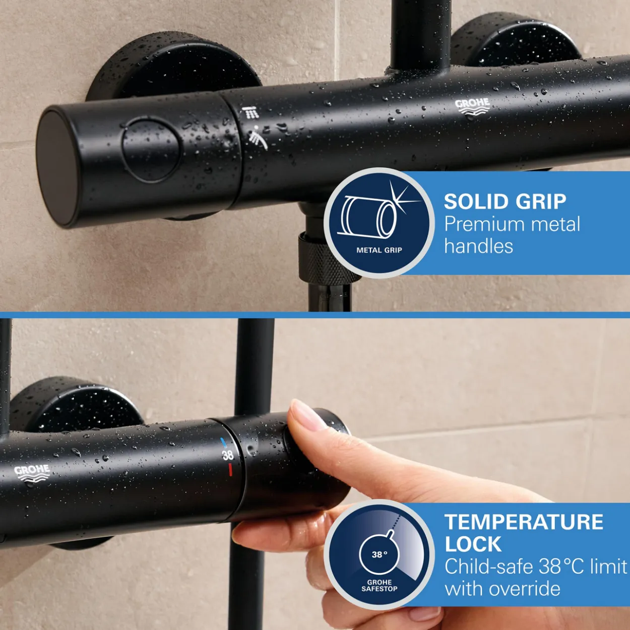 Grohe vitalio comfort 250 dusjsystem matt sort