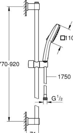 Grohe vitalio comfort 110 ii dusjsett 900 krom