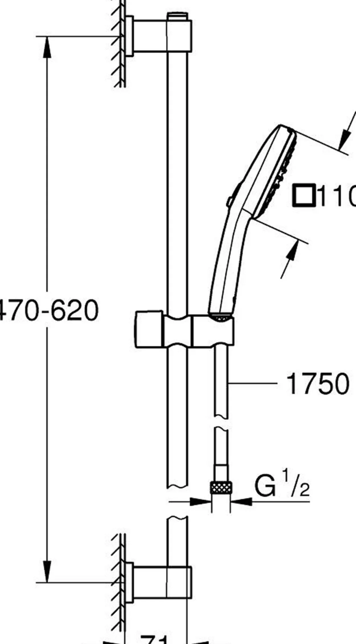 Grohe vitalio comfort 110 ii dusjsett 600 7,4l krom