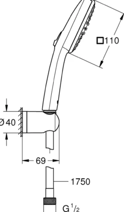 Grohe vitalio comfort 110 ii hånddusjsett 7,4l krom