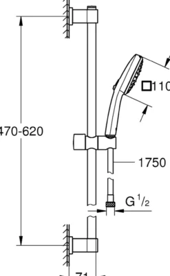 Grohe vitalio comfort 110 iii dusjsett 600 7,4l krom