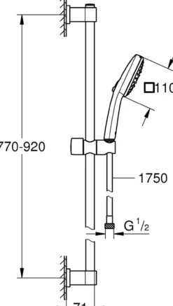 Grohe vitalio comfort 110 iii dusjsett 900 7,4l krom