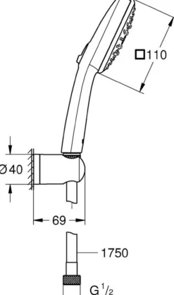 Grohe vitalio comfort 110 iii hånddusjsett 7,4l krom