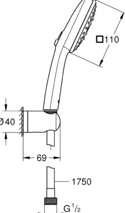 Grohe vitalio comfort 110 iii hånddusjsett 7,4l ver. 2 krom